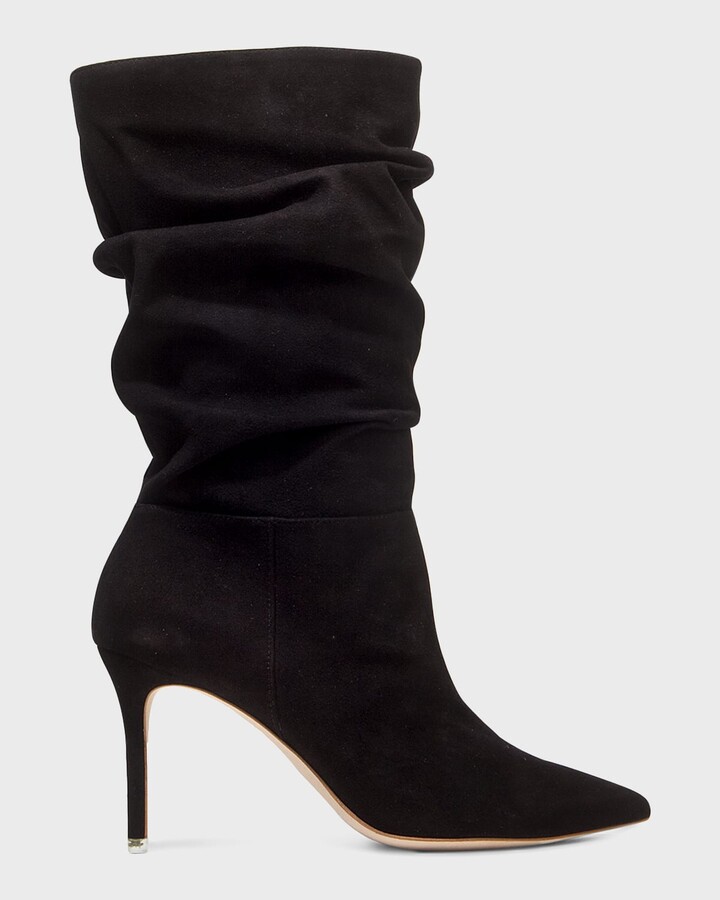 slouchy tall suede boot
