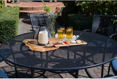 Kettler USA Bontang Wrought Iron Mesh Top Dining Table With Umbrella Hole