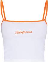 Thumbnail for your product : PrettyLittleThing White California Rib Slogan Crop Top