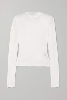 Unravel Project Distressed Cashmere Sweater - White