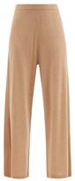 Thumbnail for your product : Allude High-rise Wool Wide-leg Trousers - Camel