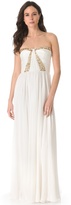 Thumbnail for your product : Rebecca Taylor Floral Beading Strapless Gown
