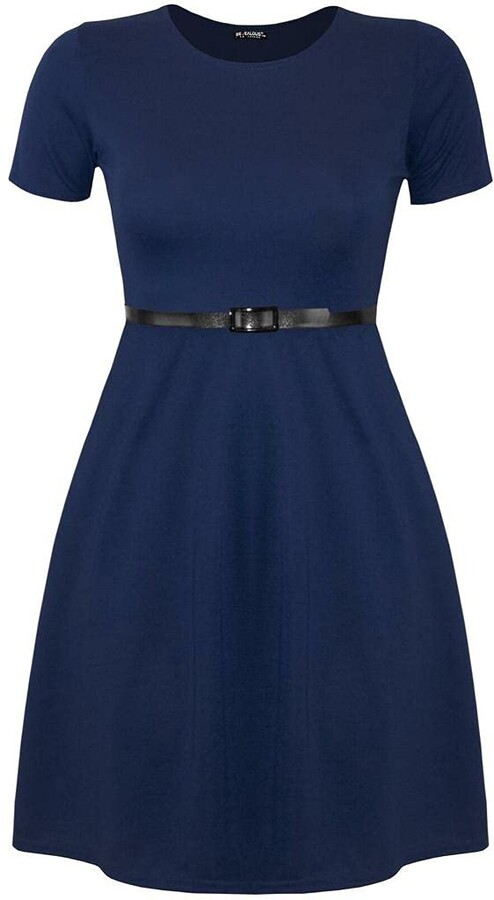 Navy Cap Sleeve Dress | Shop the world's largest collection of fashion |  ShopStyle UK