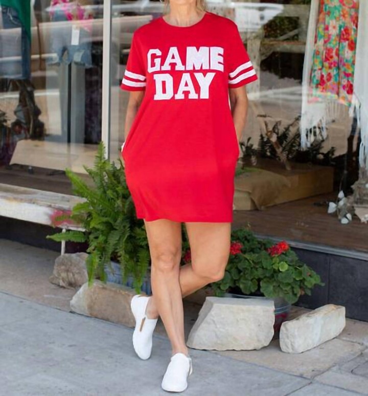 Fashion Wholesale Game Day Sequin Tee Shirt Dress In Red - ShopStyle