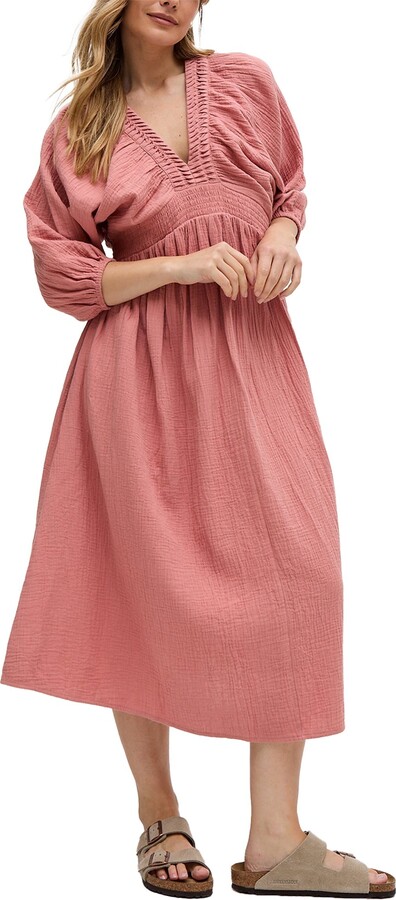 Raffya Women's Soipoi Ruched V-Neck Midi Dress