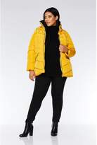 Thumbnail for your product : Quiz Curve Mustard Padded Faux Fur Collar Jacket