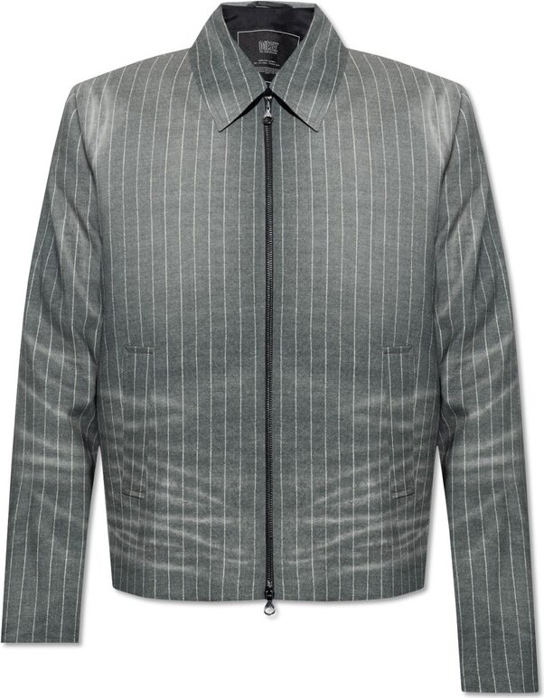 Diesel Pinstriped Full-Zipped Jacket