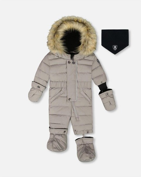 Deux Par Deux DeuxparDeuxBabyUnisexOne-PieceBabyOriginalPuffySnowsuitGray-6Months