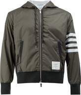 Thumbnail for your product : Thom Browne Seamed 4-bar Stripe Ripstop Zip-up Mesh Hoodie