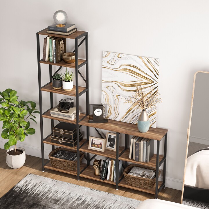 Lee Furniture Ladder Corner Etagere Bookcase, 9 Shelves Bookshelves