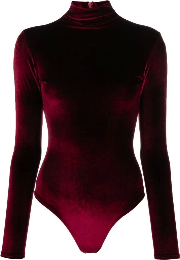 Atu Body Couture High-Neck Velvet Bodysuit