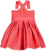 Thumbnail for your product : Helena Sleeveless Cross-Back Eyelet Dress, Coral, Size 7-10