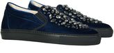 Thumbnail for your product : Le Silla Dark Blue Velvet Gems Slippers