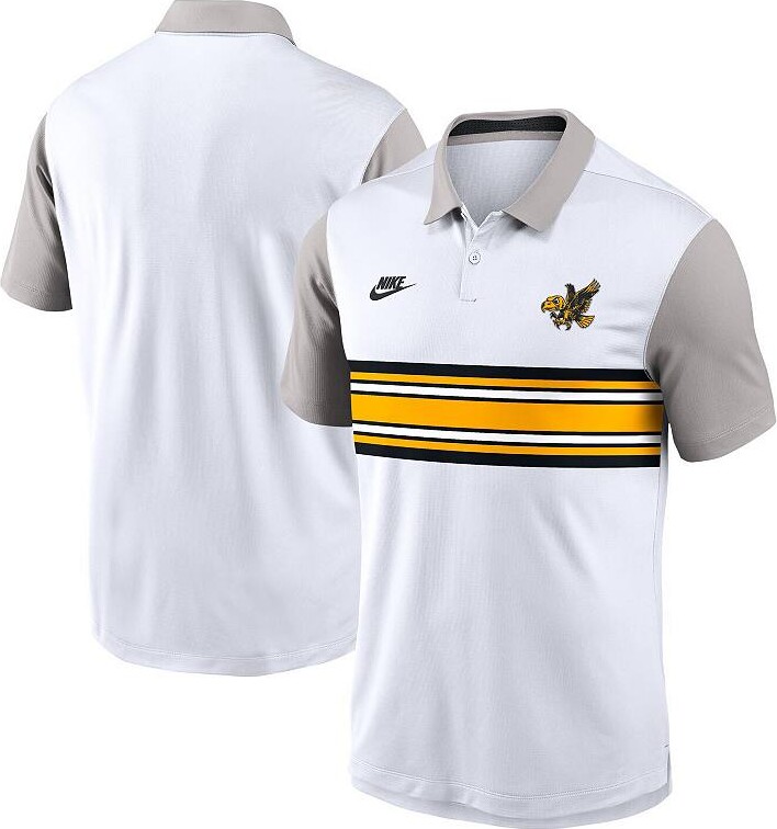 Men's Nike White/Gray Iowa Hawkeyes Athletic Prep Legacy Logo Vapor Performance Polo