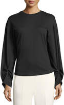 Thumbnail for your product : 3.1 Phillip Lim Long-Sleeve Split-Back Cotton Top w/ Piercing