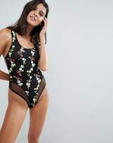 Thumbnail for your product : ASOS Design Embroidered Mesh bodysuit