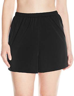 Maxine Of Hollywood Women's Plus Size Solid Tricot Swim Shorts