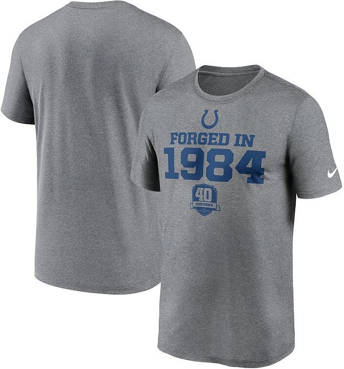 Nike Men's Heather Gray Indianapolis Colts 40th Anniversary Legend Performance T-Shirt