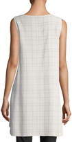 Thumbnail for your product : Eileen Fisher Sleeveless Plaid Twill Crepe Top