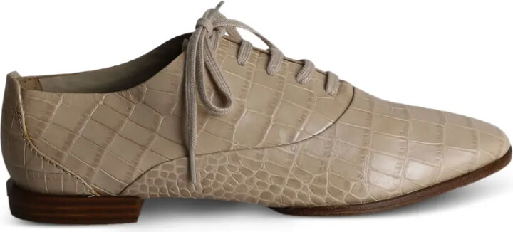Pre-Owned Alexander Wang Ingrid croc-embossed lace-up oxford shoes