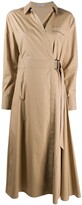 Thumbnail for your product : Brunello Cucinelli Point-Collar Wrap Midi Dress
