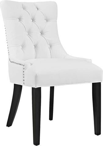usbroway Modway MO- Regent Modern Tufted Faux Leather Upholstered with Nailhead Trim, Dining Chair, White