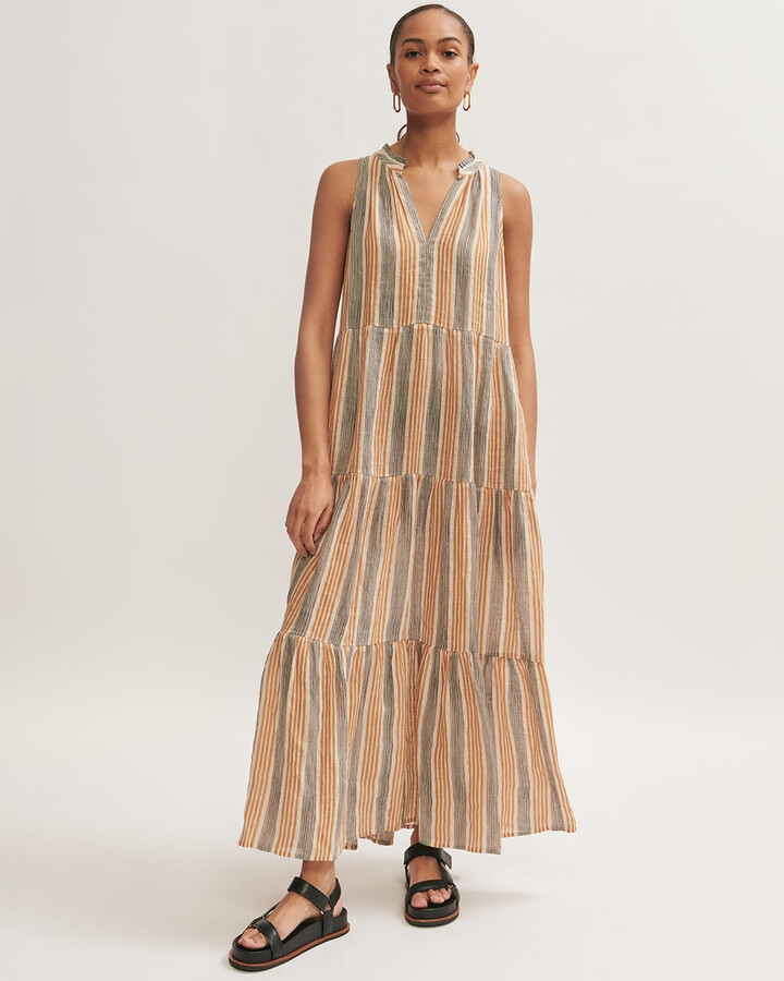 Jigsaw Gauze Linen Striped Maxi Dress - ShopStyle