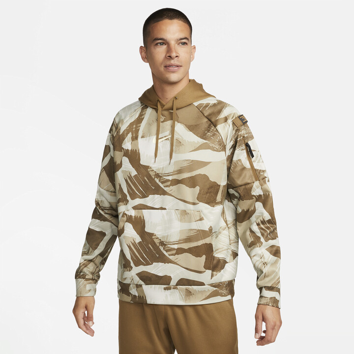 Nike Men's Therma-FIT Allover Camo Fitness Hoodie in Brown - ShopStyle