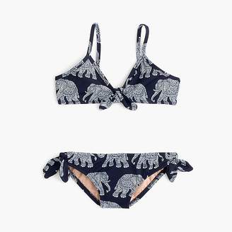 J.Crew Girls' tie-front bikini set in elephant print