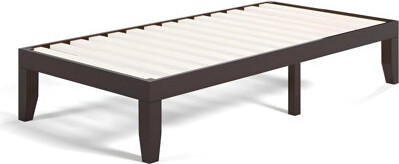 Blooming Espresso Twin Size Solid Wood Platform Bed Frame, 14-Inch Height With Slat Support
