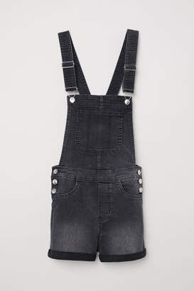H&M Denim Bib Overall Shorts - Gray