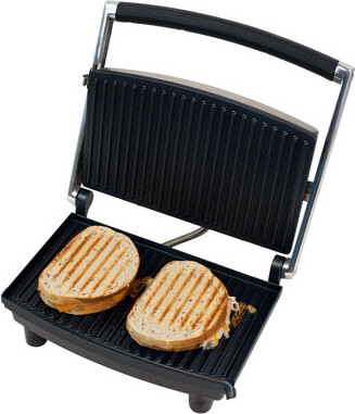 Chef Buddy Panini Press Gourmet Grilled Cheese and Sandwich Maker - Electric Indoor Grill with Drip Tray for Healthy Cooking Options