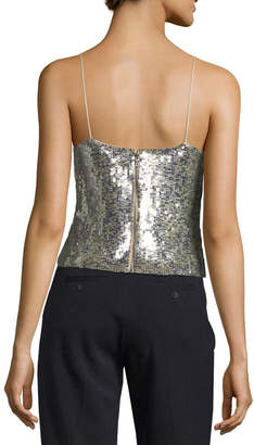 Alice + Olivia Delray Embellished Sequin Tank with Back-Zip