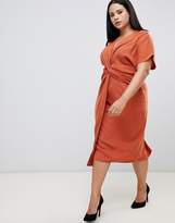 Thumbnail for your product : ASOS Curve DESIGN Curve twist midi dress with kimono sleeve-Red