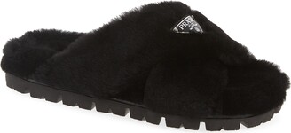 Prada Fussbett Fluffy Genuine Shearling Slide Sandal - ShopStyle