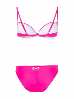 EA7 Emporio Armani Logo-Print Underwire Bikini