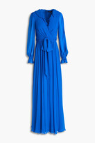 Thumbnail for your product : Badgley Mischka Wrap-effect ruffle-trimmed georgette gown