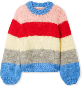 Ganni Julliard Striped Mohair And Wool-blend Sweater - Blue - ShopStyle
