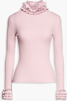 Thumbnail for your product : Zimmermann Ruffle-trimmed ribbed cashmere-blend turtleneck sweater