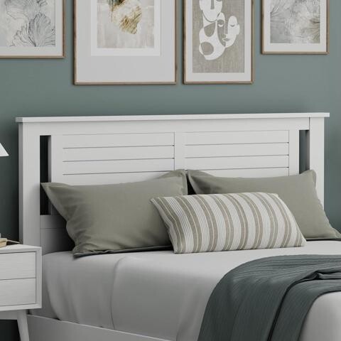 VINIUSIKI Serene Poplar Wood Queen Headboard, Modern Farmhouse Panel with Horizontal Scoring, Queen Size Headboard in White, Casual Coastal Style, Easy...