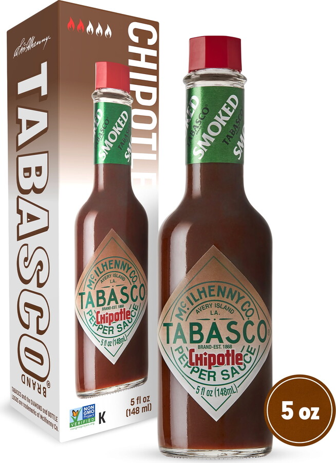 Tabasco Chipotle Pepper Sauce, 5 oz Regular Glass Bottle Containing Liquid Hot Sauce, Gluten Free