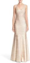 Thumbnail for your product : Herve Leger Foiled Mermaid Bandage Gown