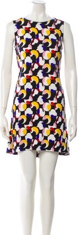 Akris Punto Floral Print Mini Dress Akris Punto A-Line Dress Black Floral Print Sleeveless with Scoop Neck Concealed Zip Closure at Back Designer