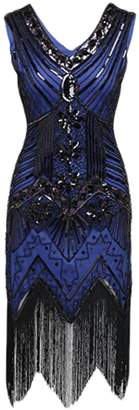 Ez-sofei Women's Vintage Sequined Embellished Tassels Gatsby Flapper Cocktail Dresses (M, )
