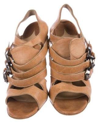 Manolo Blahnik Leather Caged Sandals