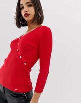 Thumbnail for your product : Morgan knitted button front jumper in red