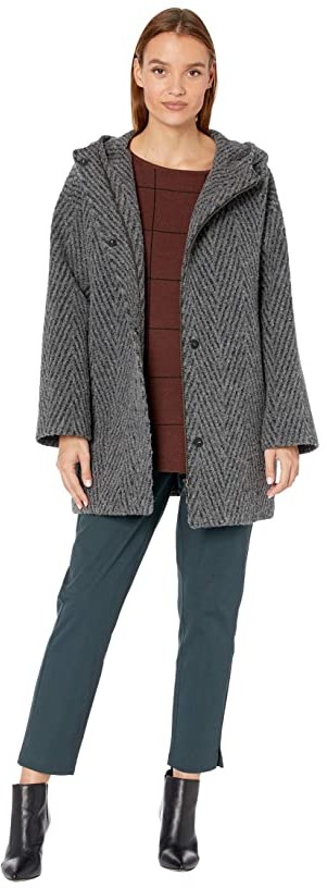 eileen fisher chevron recycled nylon hooded coat