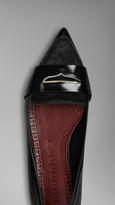 Thumbnail for your product : Burberry Leather and Calfskin Cut-Out Detail Ballerinas