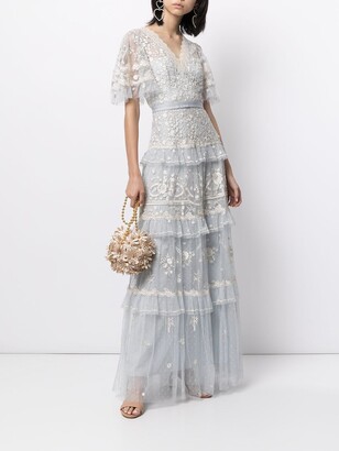 Needle & Thread Francine embroidered tulle gown