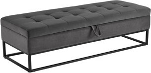 58.6" Bed Bench Metal Base with Storage Velvet